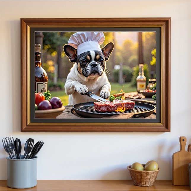 Schwarz-weißer französischer Bulldog Grill Koch Poster (Von Creator hochgeladen)