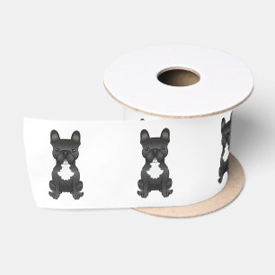 Schwarz-weißer Französischer Bulldogge Süßer Carto Satinband