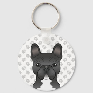 Schwarz-weißer Französischer Bulldogge Süßer Carto Schlüsselanhänger