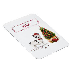 Schwarz-weißer Französischer Bulldogge Weihnachten Magnet