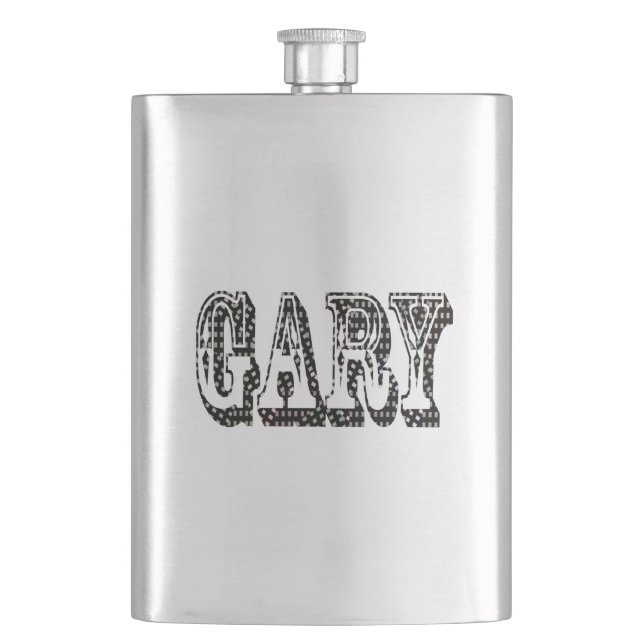 Schwarz-weißer Gary Name, Hip Flask Flachmann (Vorderseite)