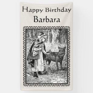 Schwarz-weißer Geburtstag Zeichnend Red Riding Hoo Banner