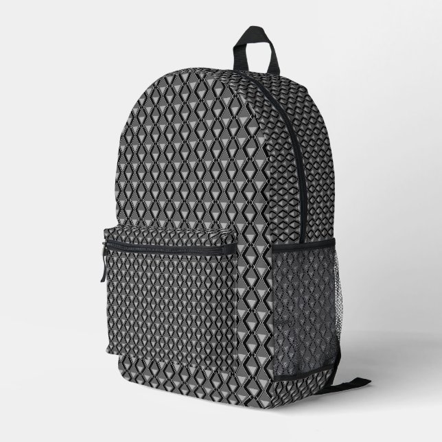 Schwarz-weißer geometrischer Deko Bedruckter Rucksack (Rückseitige Ecke Rechts)
