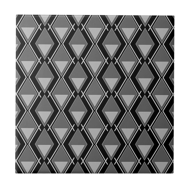 Schwarz-weißer geometrischer Deko Fliese (Vorderseite)