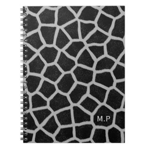 Schwarz-weißer Giraffen-Druck-Monogramm Notizblock