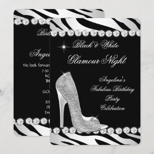 Schwarz-weißer Glamour Night Zebra Glitzer Shoes Einladung