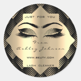 Schwarz-weißer Glitzer Art Deco Gold Lash Cleaner Runder Aufkleber