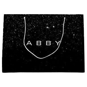Schwarz-weißer Glitzer Gefallen Geschenk Abby Spar Große Geschenktüte
