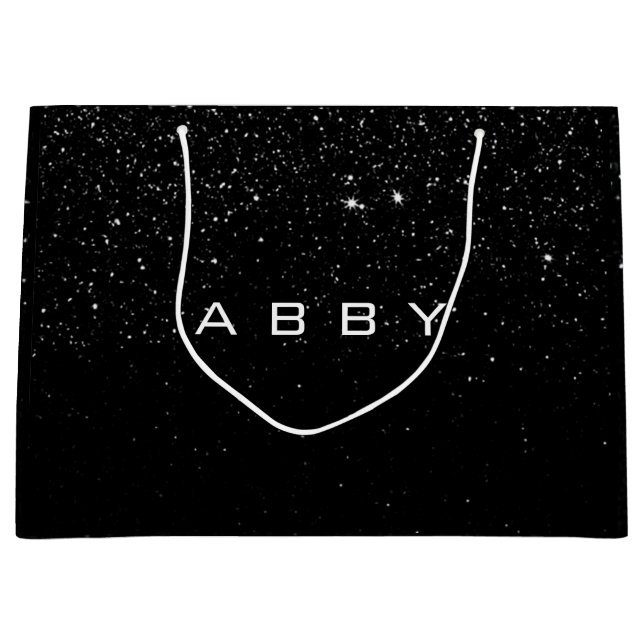 Schwarz-weißer Glitzer Gefallen Geschenk Abby Spar Große Geschenktüte (Vorderseite)