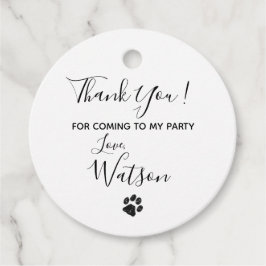 Schwarz-weißer Glitzer Paw Print Geschenkanhänger