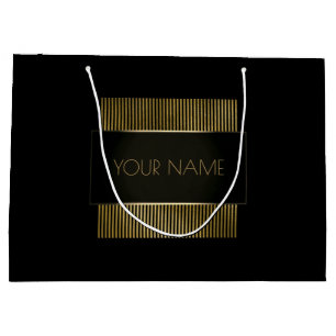 Schwarz-weißer Goldmindestname Luxus-Branding Große Geschenktüte