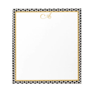 Schwarz-weißer Goldpolka-Punkt Monogram-Name Note Notizblock