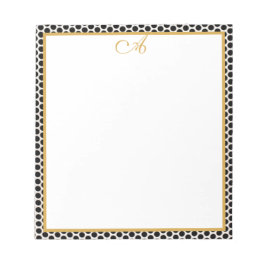 Schwarz-weißer Goldpolka-Punkt Monogram-Name Notep Notizblock