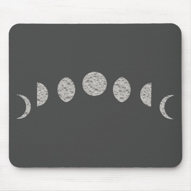 Schwarz-weißer grauer Mond setzt moderne Minimalph Mousepad (Vorne)