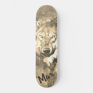 Schwarz-weißer Grauwolf abstrakt Skateboard