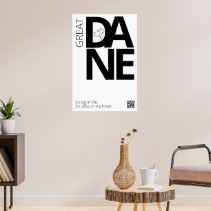 Schwarz-weißer Great Dane Minimal Poster