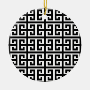 Schwarz-weißer griechischer Schlüssel Keramik Ornament