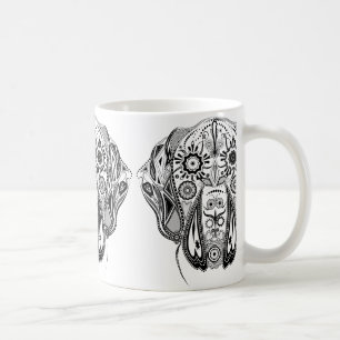 Schwarz-weißer großer Hund Kaffeetasse