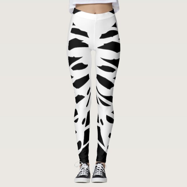 Schwarz-weißer Halloween Rippenskelett-Leggings Leggings (Vorderseite)