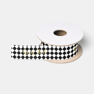 Schwarz-weißer Harlequin-Muster - benutzerdefinier Satinband