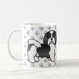 Schwarz-weißer Havanese süßer Cartoon-Hund Kaffeetasse