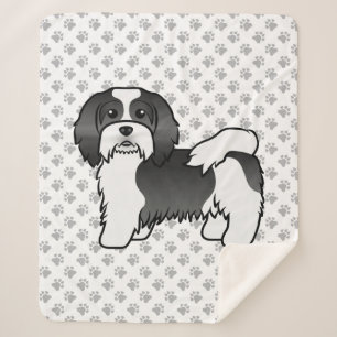 Schwarz-weißer Havanese süßer Cartoon-Hund Sherpadecke