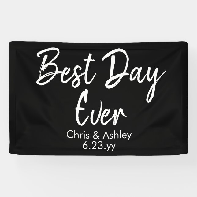 Schwarz-weißer Hochzeitstag Banner (Horizontal)