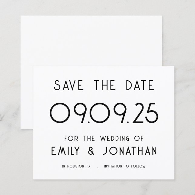 Schwarz-weißer Hochzeitstag mit Rette Großtext (Vorne/Hinten)