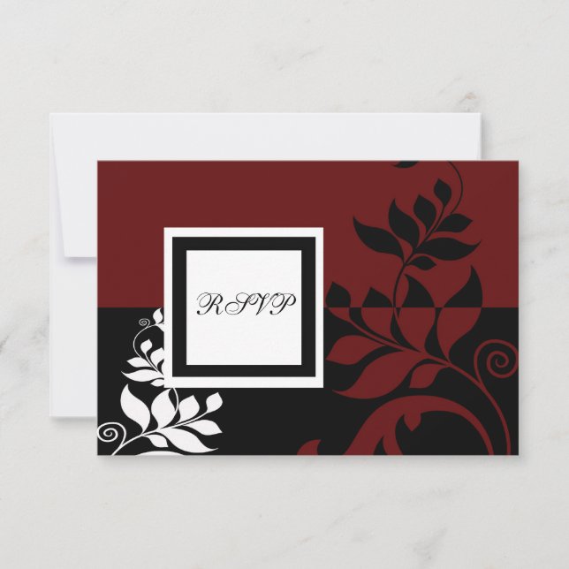 Schwarz-weißer Hochzeitstag RSVP Karte (Vorderseite)