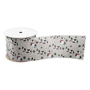 Schwarz-weißer Hund Satinband