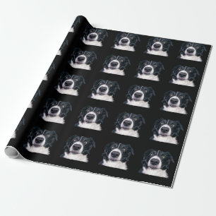 Schwarz-weißer Hundekopf Geschenkpapier