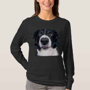Schwarz-weißer Hundekopf T-Shirt