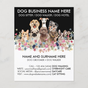 Schwarz-weißer Hundespazierer Tierhüter Hundefrise Flyer