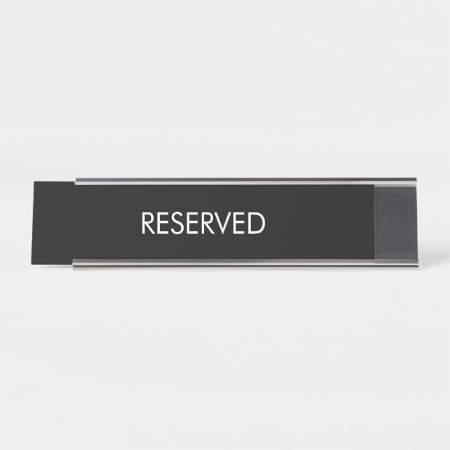 Schwarz-weißer individuelle Name elegant Schreibtischnamensplakette (Vorderseite )