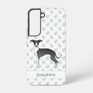 Schwarz-weißer Italienischer Windhund mit Pfoten Samsung Galaxy Hülle