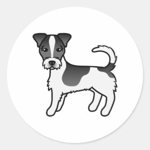 Schwarz-weißer Jack-Russell-Terrier-Hund mit rauem Runder Aufkleber