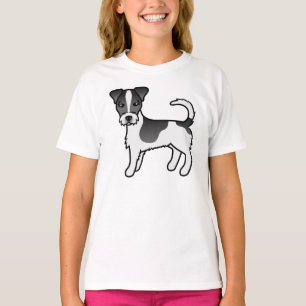 Schwarz-weißer Jack-Russell-Terrier-Hund mit rauem T-Shirt