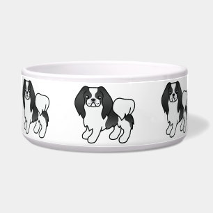 Schwarz-weißer Japan-Chin-Cartoon-Hund Napf