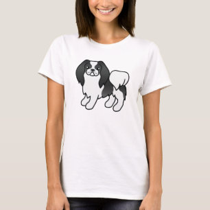 Schwarz-weißer Japan-Chin-Cartoon-Hund T-Shirt