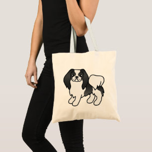 Schwarz-weißer Japan-Chin-Cartoon-Hund Tragetasche