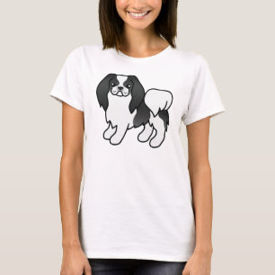 Schwarz-weißer Japan-Chin süßer Cartoon-Hund T-Shirt