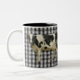 Schwarz-weißer Karo Bauernhof Zweifarbige Tasse