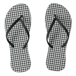 Schwarz-weißer Karo des klassischen Hahnentrittmus Flip Flops