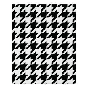 Schwarz-weißer Karo des klassischen Hahnentrittmus Poster