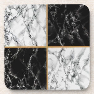 Schwarz-weißer Karo Marble Stone Untersetzer