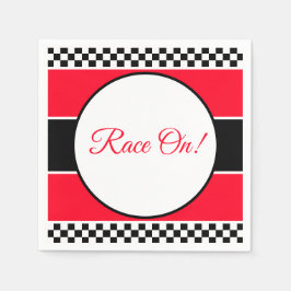 Schwarz-weißer Karo mit Rot Serviette