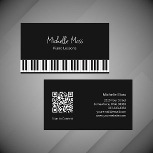 Schwarz-weißer Klaviermusiklehrer Pianist Performe Visitenkarte