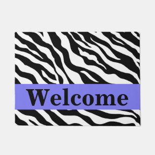 Schwarz-weißer Lavender Zebra Skin Pattern Willkom Fußmatte