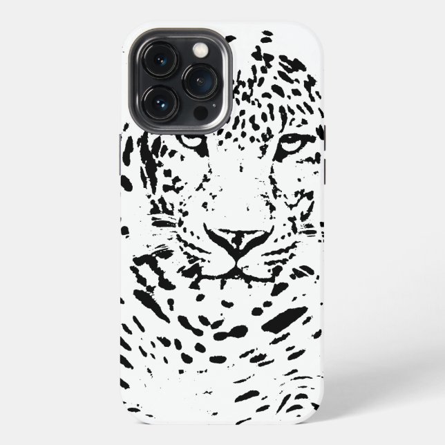 Schwarz-weißer Leopard iPhone 13 Pro Max Hülle (Rückseite)