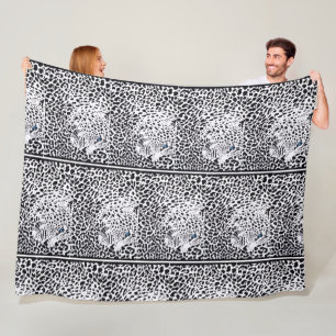 Schwarz-weißer Leoparden-Druck Muster Fleece-Decke Fleecedecke